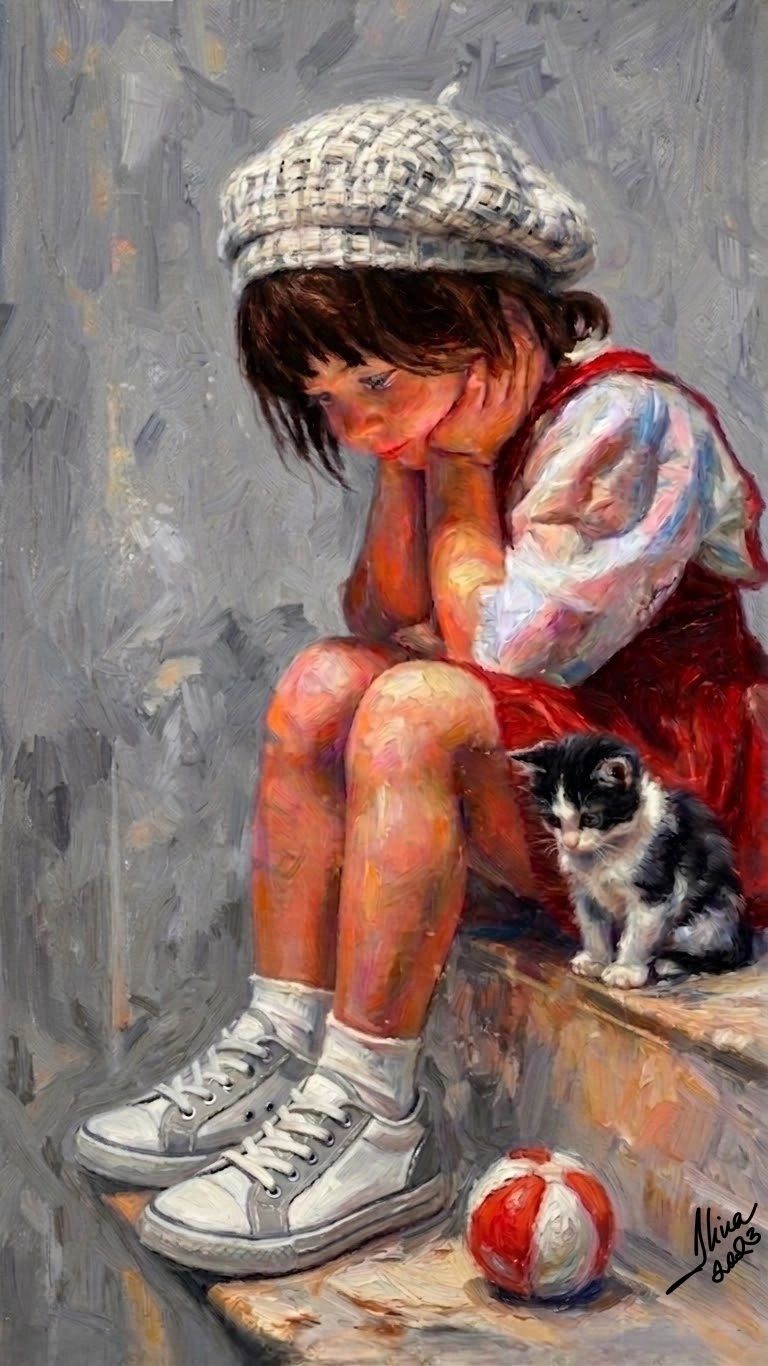 ArteDiAlina.com painting: Tired of playing